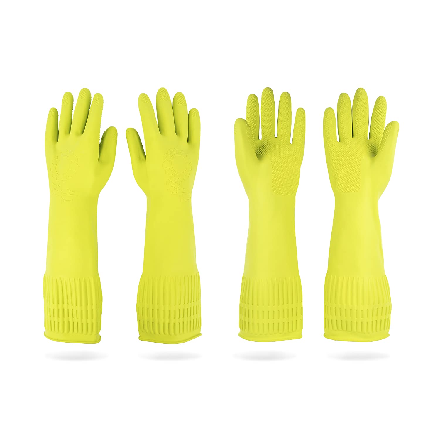 Buy now Mamison 2 Pairs Reusable Waterproof Household Dishwashing Cleaning Rubber Gloves, Non-Slip Kitchen Glove (Pink, Medium (Pack of 2)) Large (Pack of 2) Green at indiglob india