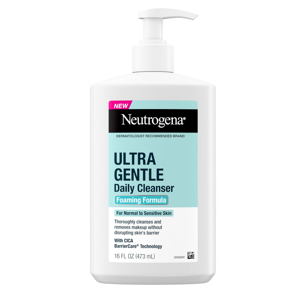 Neutrogena Ultra Gentle Foaming Facial Cleanser, Fragrance Free, 16 fl. oz | Sensitive Skin, Daily Face Wash, Removes Dirt Oil & Makeup Without Over-Drying, Soap-Free