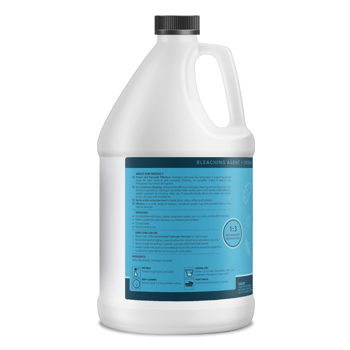 MAXTITE 12% Hydrogen Peroxide Solution, 1 Gallon - Food-Grade H2O2 & Water - Versatile Multi-Surface Cleaner for Kitchen, Bath, Laundry, Commercial & Janitorial - 4X Concentrated - Made in USA