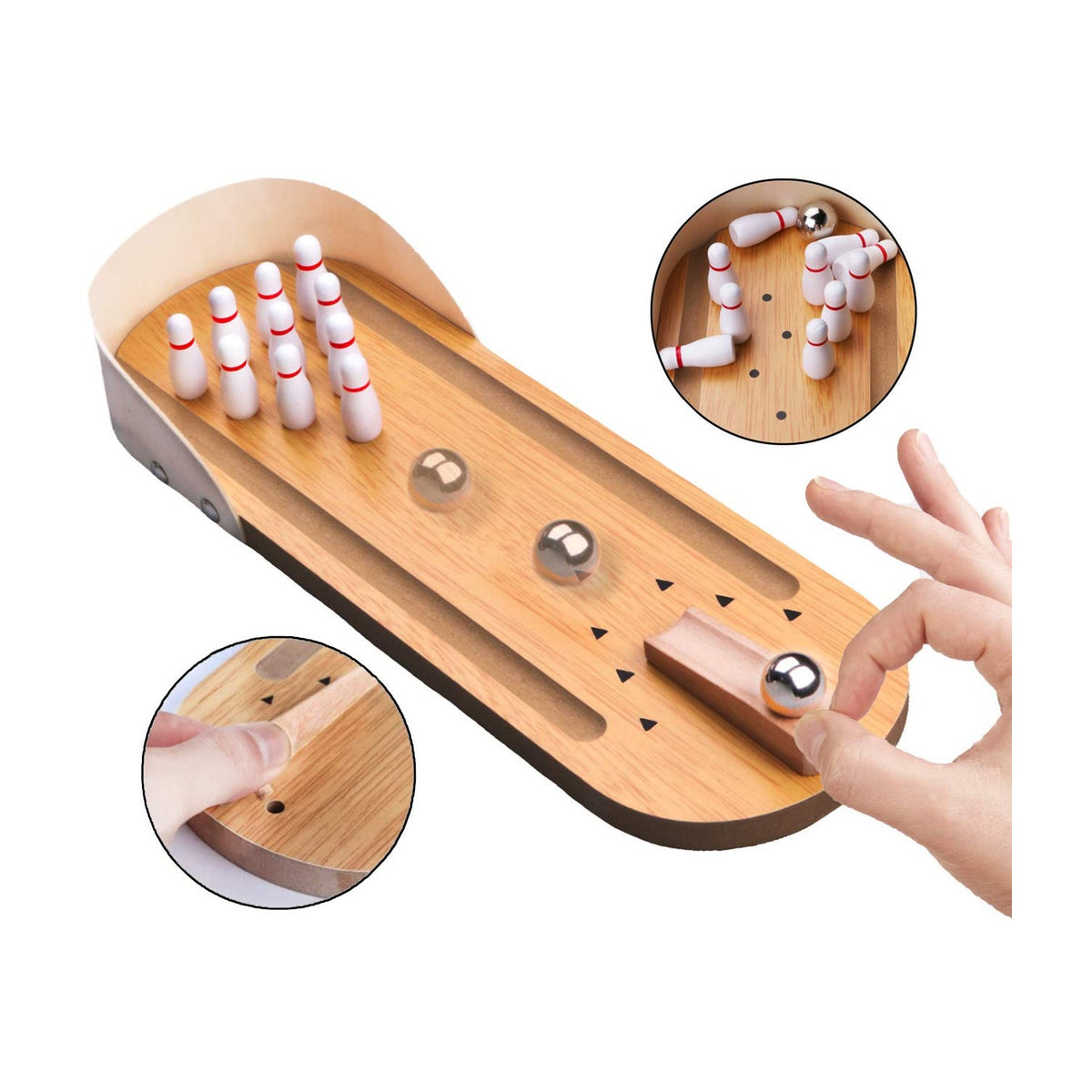 Table Top Mini Bowling Game Set-Tabletop Wooden Board Mini Arcade Desktop Tiny Bowling Shooting Alley Office Desk Stress Relief Gadgets Small Finger Toys Fun Gag Gifts for MenWomen Kids Teens Boys