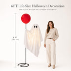 Halloween Decorations Outdoor, 6 FT Life Size Ghost with Red Balloon