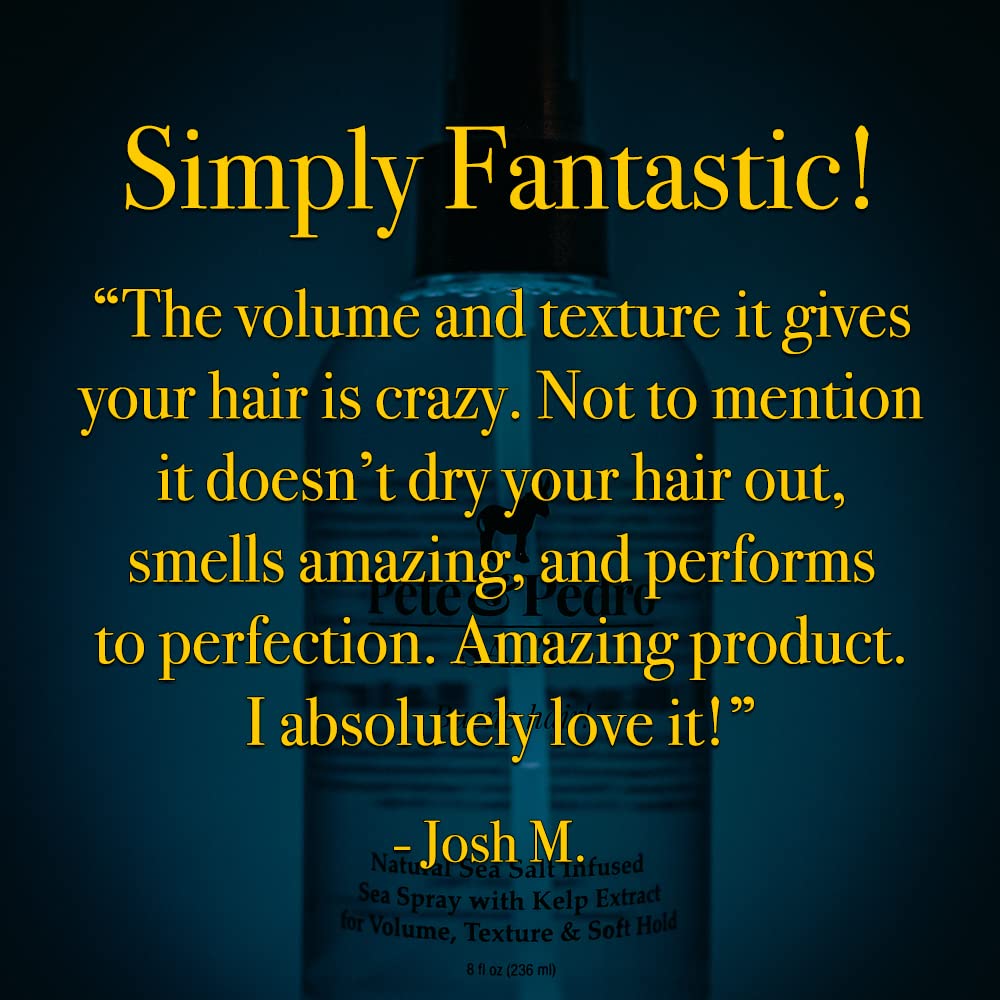 Pete & Pedro Natural Sea Salt Spray For Hair Adds Volume & Texture, 8.5 oz | Sea Salt Spray For Men & Women Adds Instant Volume, Texture, Thickness, Beach Waves, Light Hold, And Fuller Looking Hair