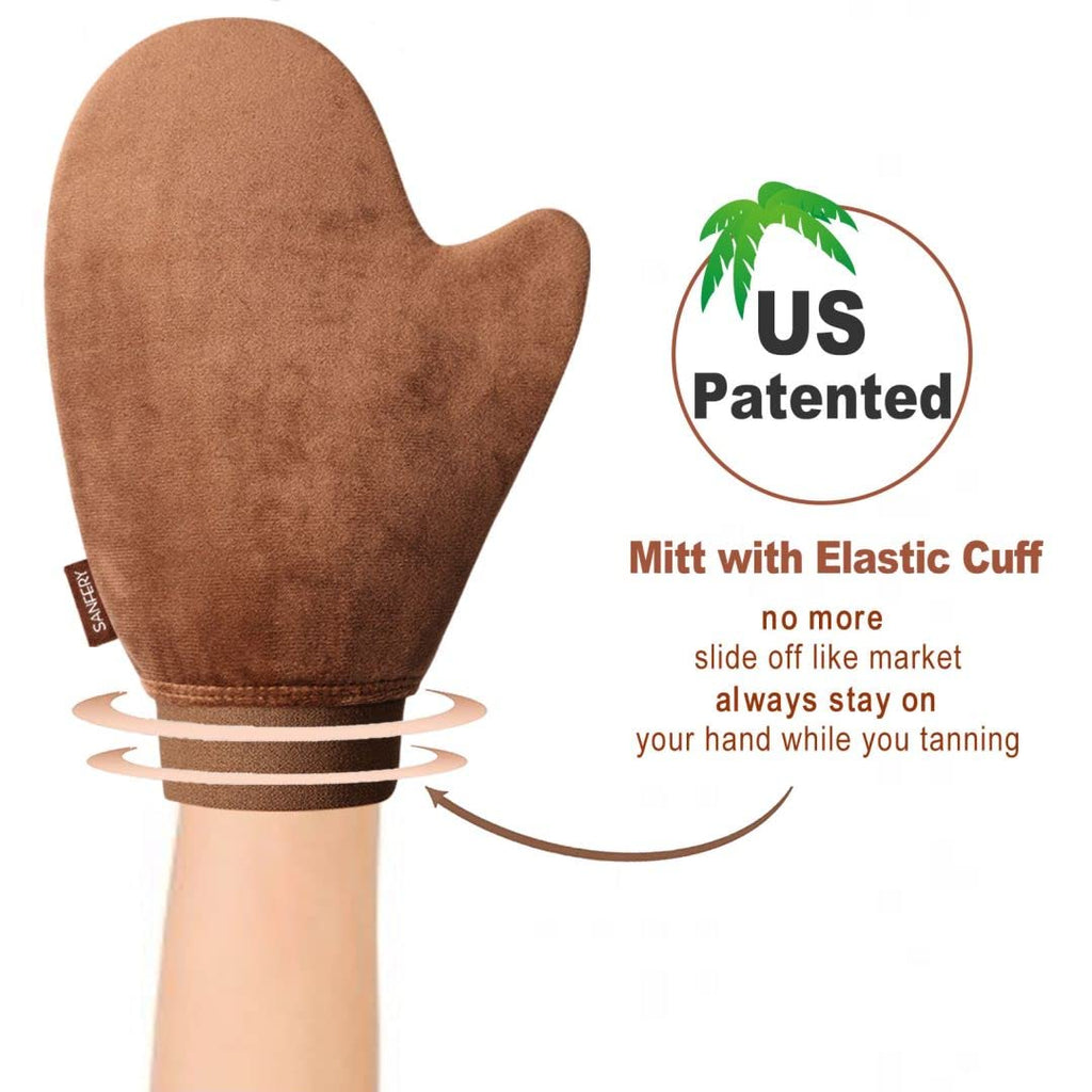 5-Piece Self Tanning Mitt Kit with Self Tanner Back Applicator, Self Tanning Brush, Exfoliating Mitt & Accessories for Flawless Tan