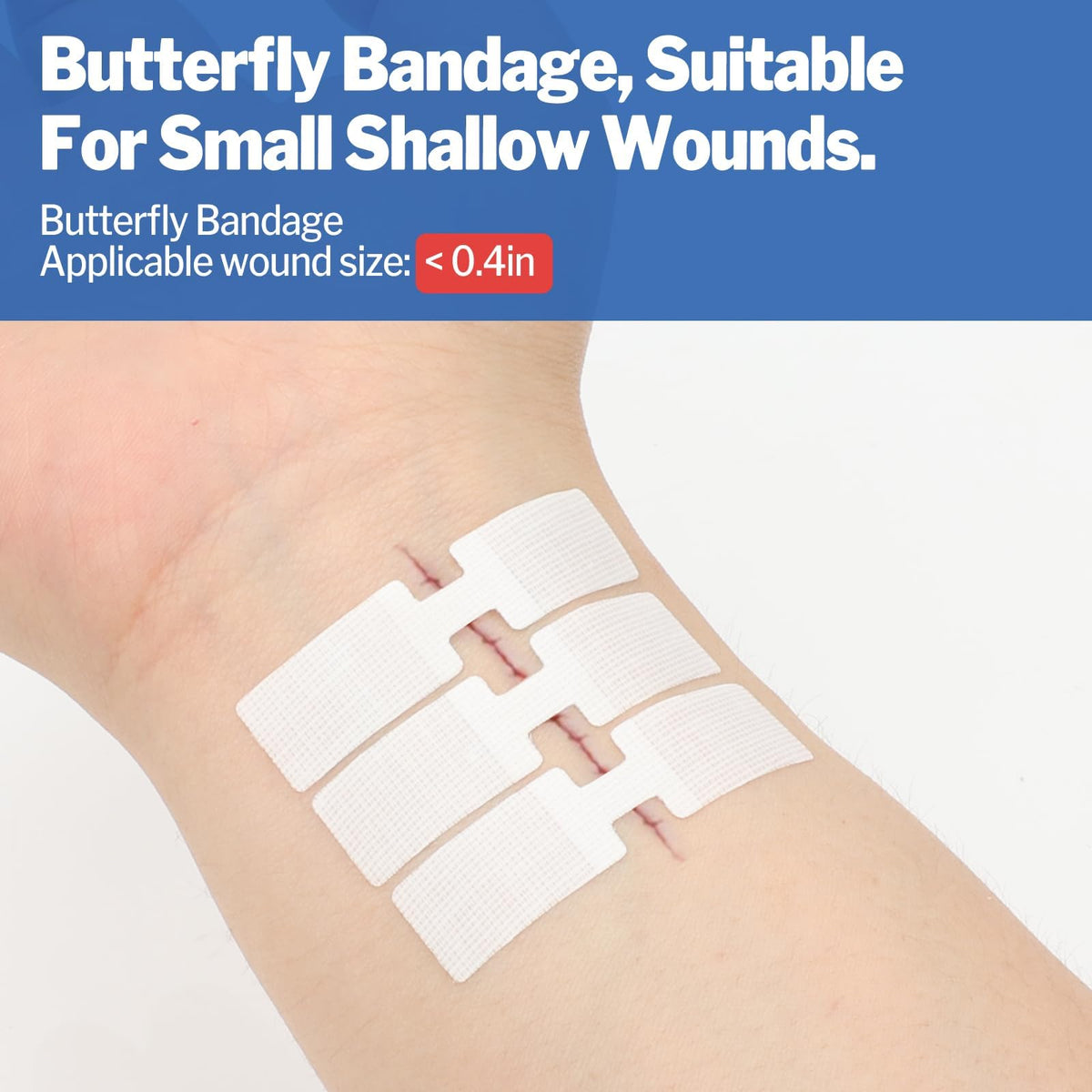 AZEN 16 Pack Wound Closure Strips, 4 Types Butterfly Bandages, Emergency Laceration Closure Kit, Repair Wounds Without Stitches, Quick Clot Zip Stitch Wound Closures Device