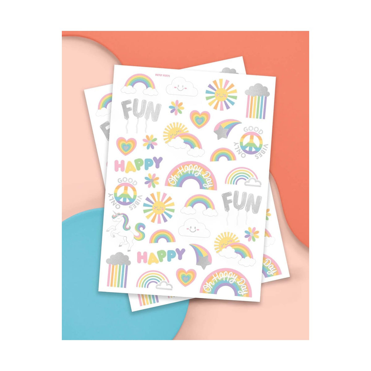 xo, Fetti 46 Pastel Rainbow Temporary Tattoos | Kids Party Unicorn Favors