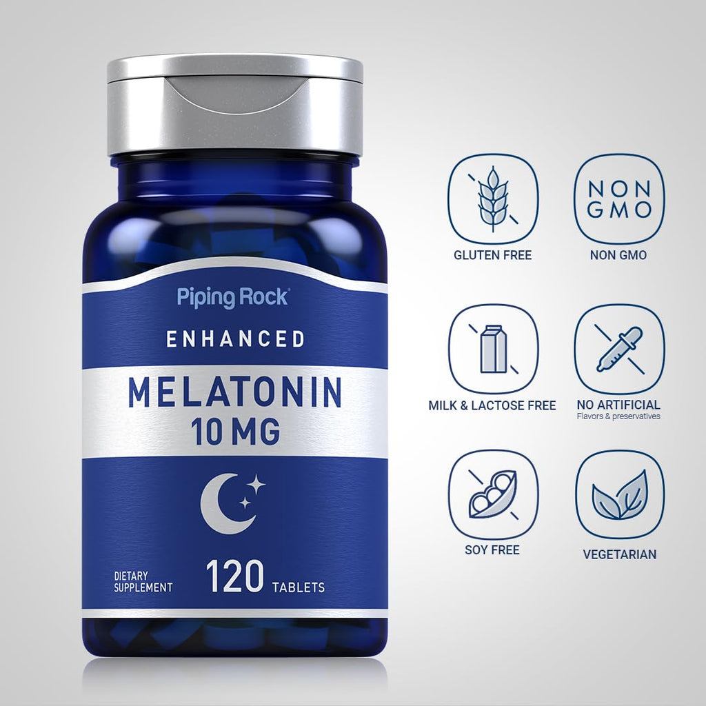 Piping Rock Melatonin 10mg | 120 Tablets | with L-Theanine