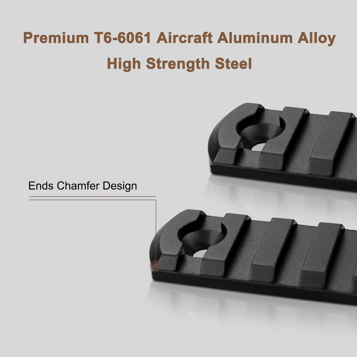 Bontok Single Picatinny Aluminum Accessory Rail Set 3 5 7 9 11 13 Slots with 13 T-Nuts & Screws, 6 Wrench-Rounded Corner