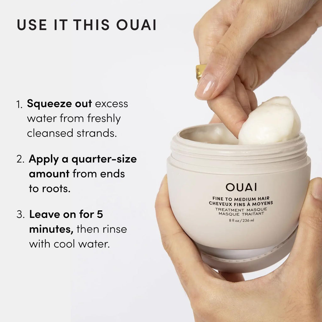 OUAI Fine to Medium Hair Treatment Mask- Deep Conditioning Hair Mask (8 oz) | Lightweight Deep Conditioning Hair Mask with Shea Butter, Keratin & Panthenol - Helps Hydrate, Strengthen & Repair Damage