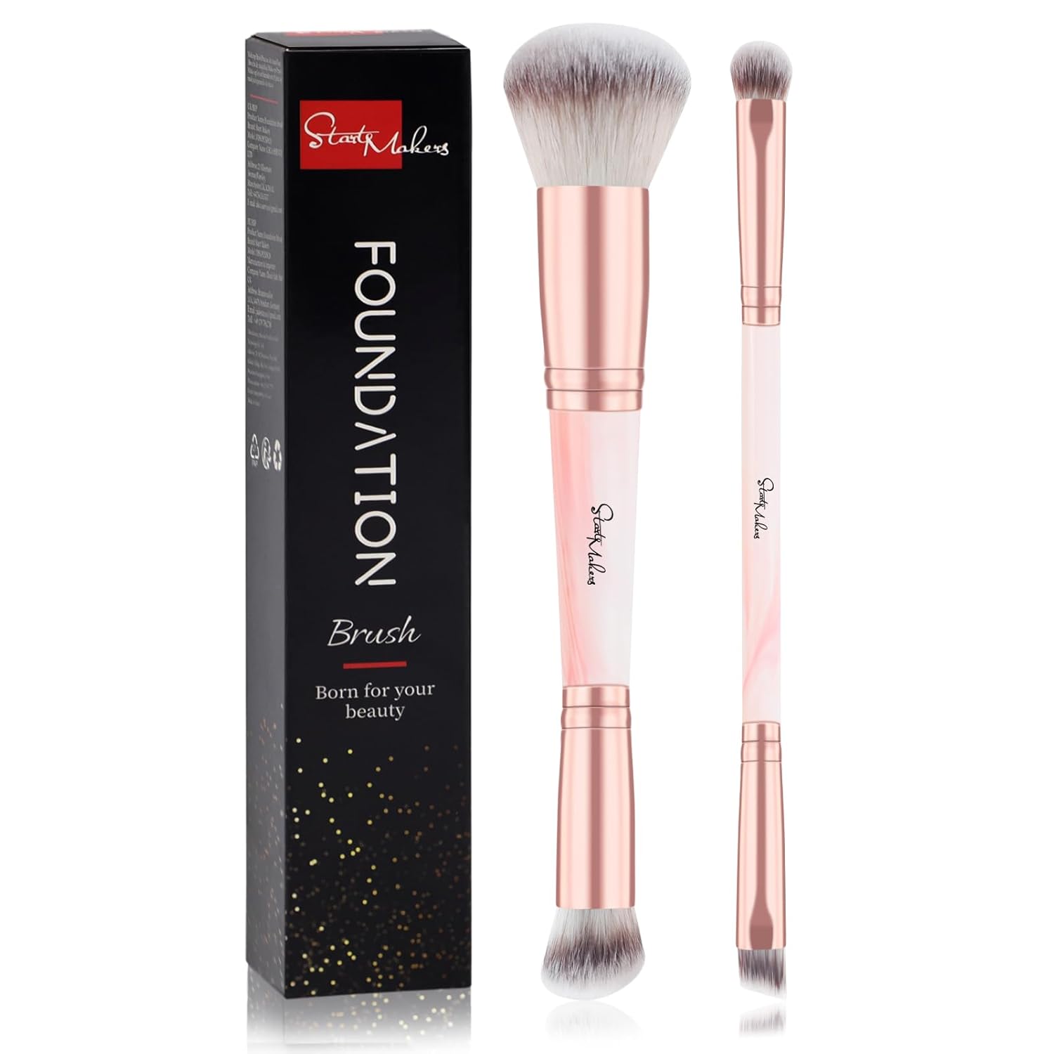 Buy now Makeup Brushes Dual-ended Foundation Brush - START MAKERS 2-in-1 Concealer Brush Face Eyebrow Eyeshadow Brush for Liquid, Powder, Buffing, Blending, Contouring Foundation Make Up Brushes(2Pcs) Pink at indiglob india