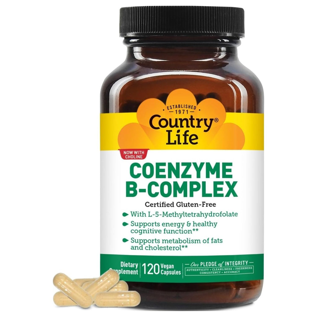 Country Life Coenzyme B-Complex with Choline, 60 Vegan Capsules | Active coenzyme B vitamins with choline to support cellular energy, cognitive function and healthy metabolism