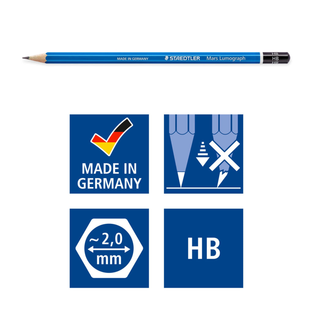 STAEDTLER Mars Lumograph Art Drawing Pencils 12-Piece Gift Set in Metal Tin