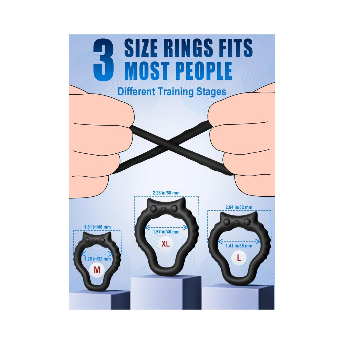 Adults Sex Toys Penis Ring, 3 Pack Premium Silicone Cock Rings for Men with Solid Performance for Extended Stamina, Cockring Sexual Stimulation Device Couples Sex Toys