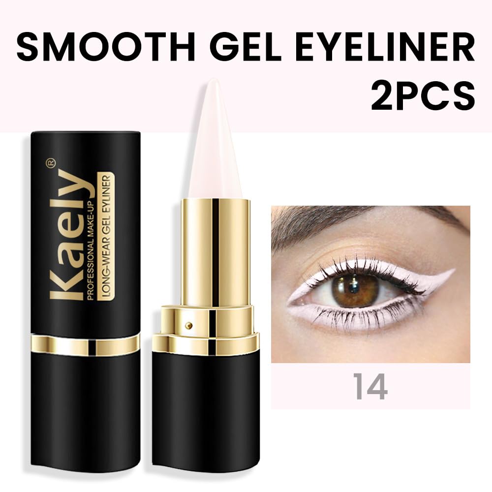 Kaely 2Pcs Gel Eyeliner Pencil featuring smooth texture, professional makeup quality for a long-lasting look. Perfect for enhancing your eyes.