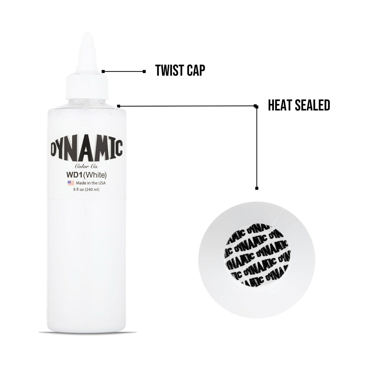 Dynamic Color White Tattoo Ink, Made in USA Since 1990, 8 oz