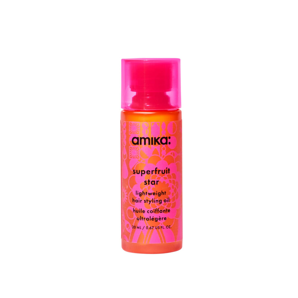 amika superfruit star lightweight hair styling + heat defense oil | heat protection, strengthen + reduce breakage, smooth frizz, add glossy shine | for all hair types
