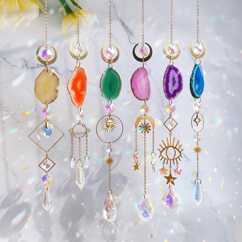 Buy now 6Pieces Colorful Crystals Suncatcher Hanging for Window Crystal Ball Prism Rainbow Maker Pendants for Garden Christmas Tree Wedding Party Patio Backyard Car Home Indoor Outdoor Decoration Gold C 6 at indiglob india