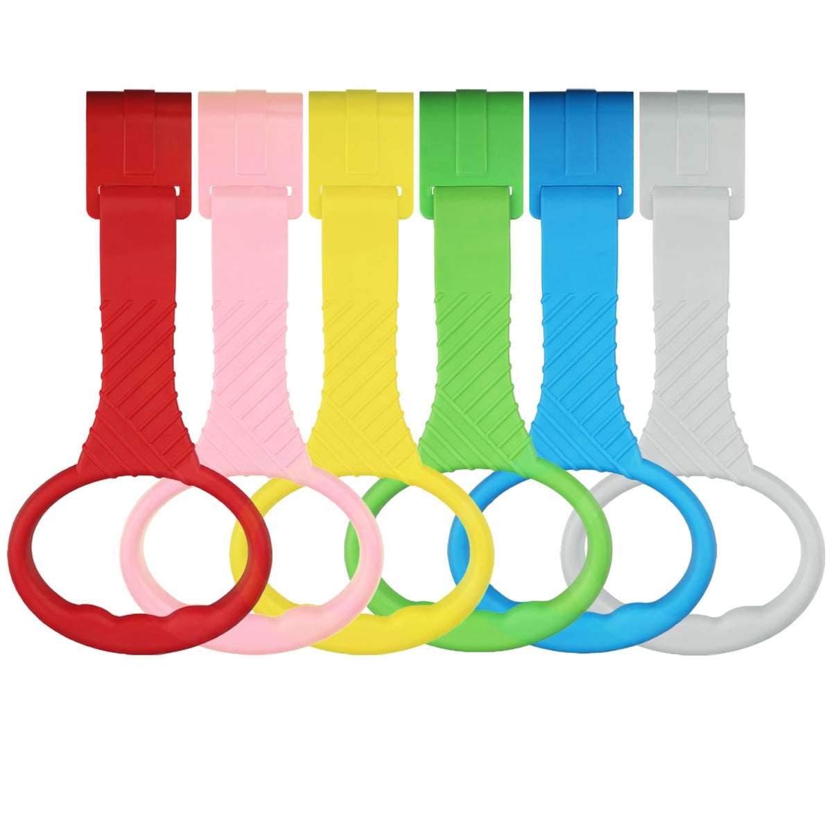 6PCS Playpen Baby Pull Up Rings - Premium Baby Handles for Play Pen Standing Up - Plastic Walking Exercises Assistant Rings for Infants Babies Toddler - Ergonomic Handles - 6 Colors