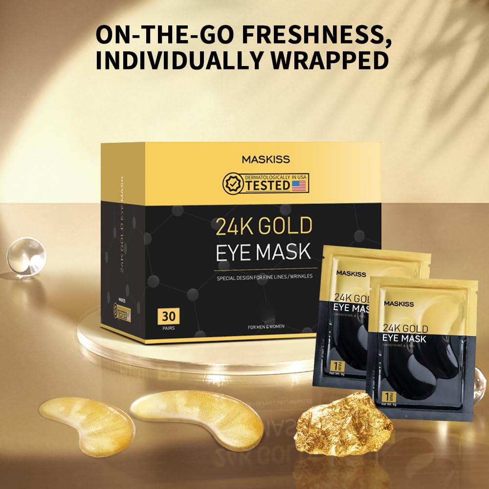 Buy now 24k Gold Under Eye Patches (30 Pairs), Eye Mask, Collagen Skin Care Products, Eye Patches for Puffy Eyes, Eye Masks for Dark Circles and Puffiness. at indiglob india