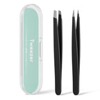 Tweezers for Women Facial Hair, Slant & Pointed Tweezers for Eyebrows, Ingrown Hair, Splinter Removal, Precision 4 Pack Tweezer Set, Stainless Steel Eyebrow Tweezers for Men and Women, Black