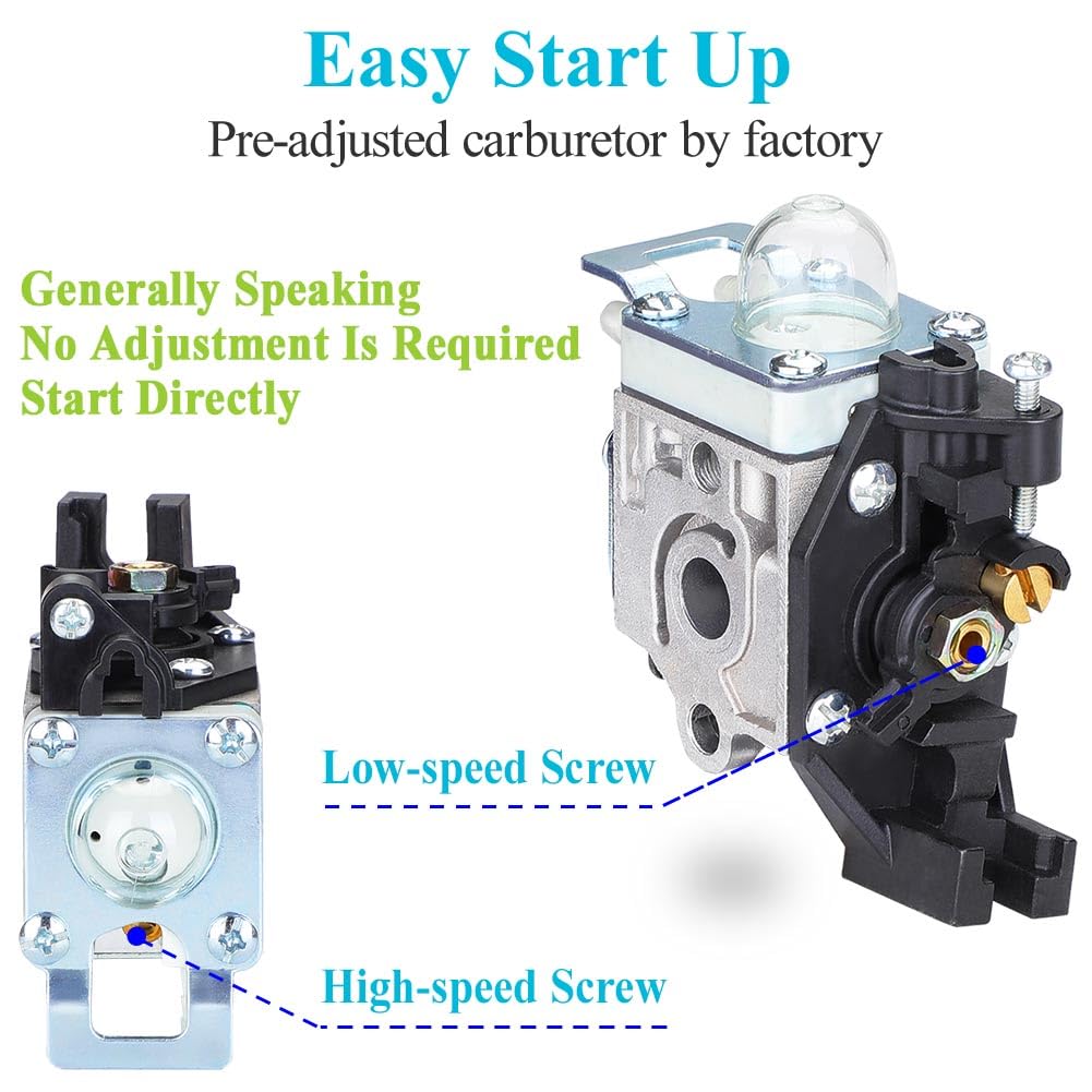 HOODELL Adjustable SRM225 Carburetor for Echo GT225 PE225 PAS-225 SHC-225 RB-K93 SRM-225 Weed Eater Parts Rebuild, Easy-Start Trimmer Edger Carb with Tune Up Kit Primer Bulb