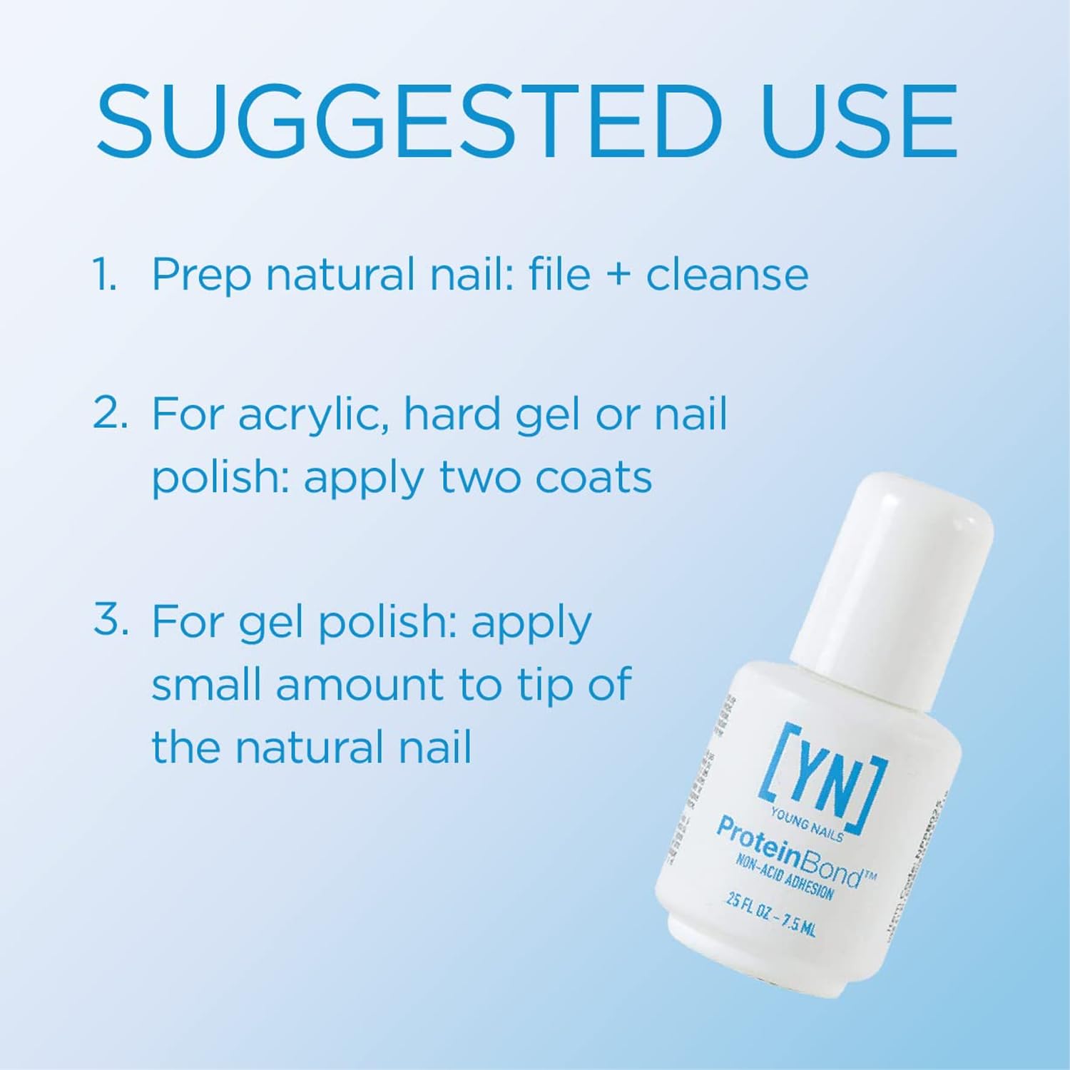 Young Nails Protein Bond - Non-Acidic Nail Primer, Enhanced Adhesion for Gel Polish & Acrylic, Nail Dehydrator, PH Bonder for Gel Nails, 0.25 oz