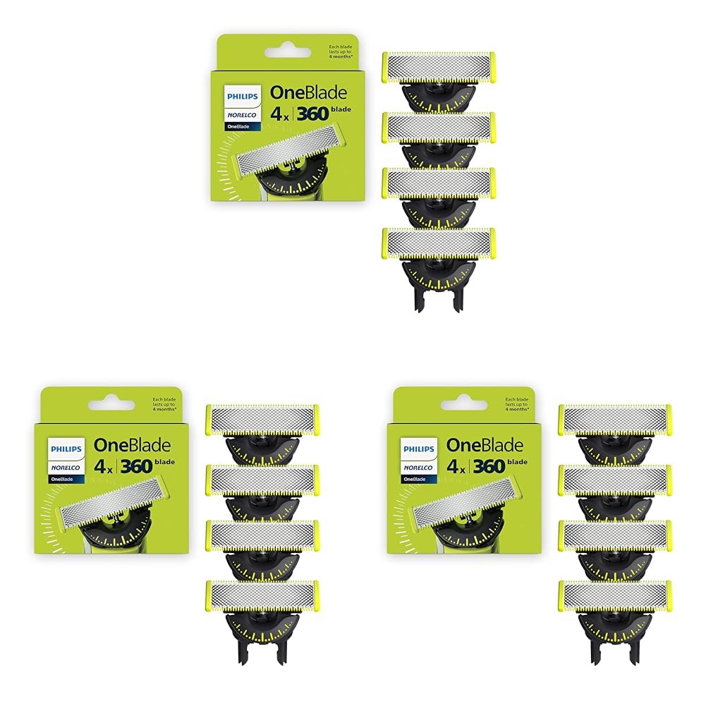 Buy now Philips Norelco OneBlade 360 Blades, Genuine Replacement Blades for OneBlade Electric Shaver and Trimmer, 4 Pack, QP440/80 at indiglob india