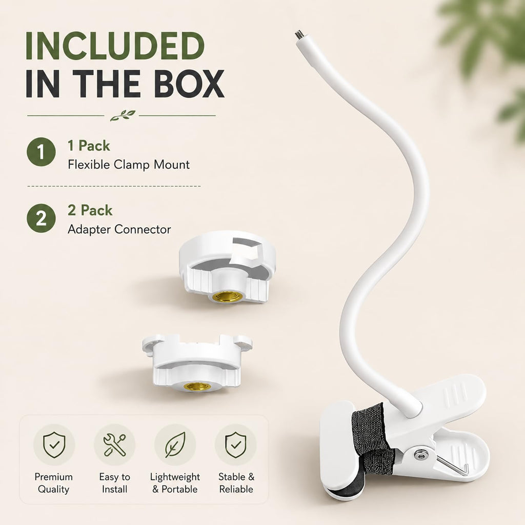 15.7 inch Flexible Baby Monitor Clip Mount for HelloBaby HB6560/HB6550/HB65/HB40/HB6339/HB66/HB6550Pro, ANMEATE SM935E, Baby Camera Mount Holder Stand with , Attach to Baby Crib Without Without Tools