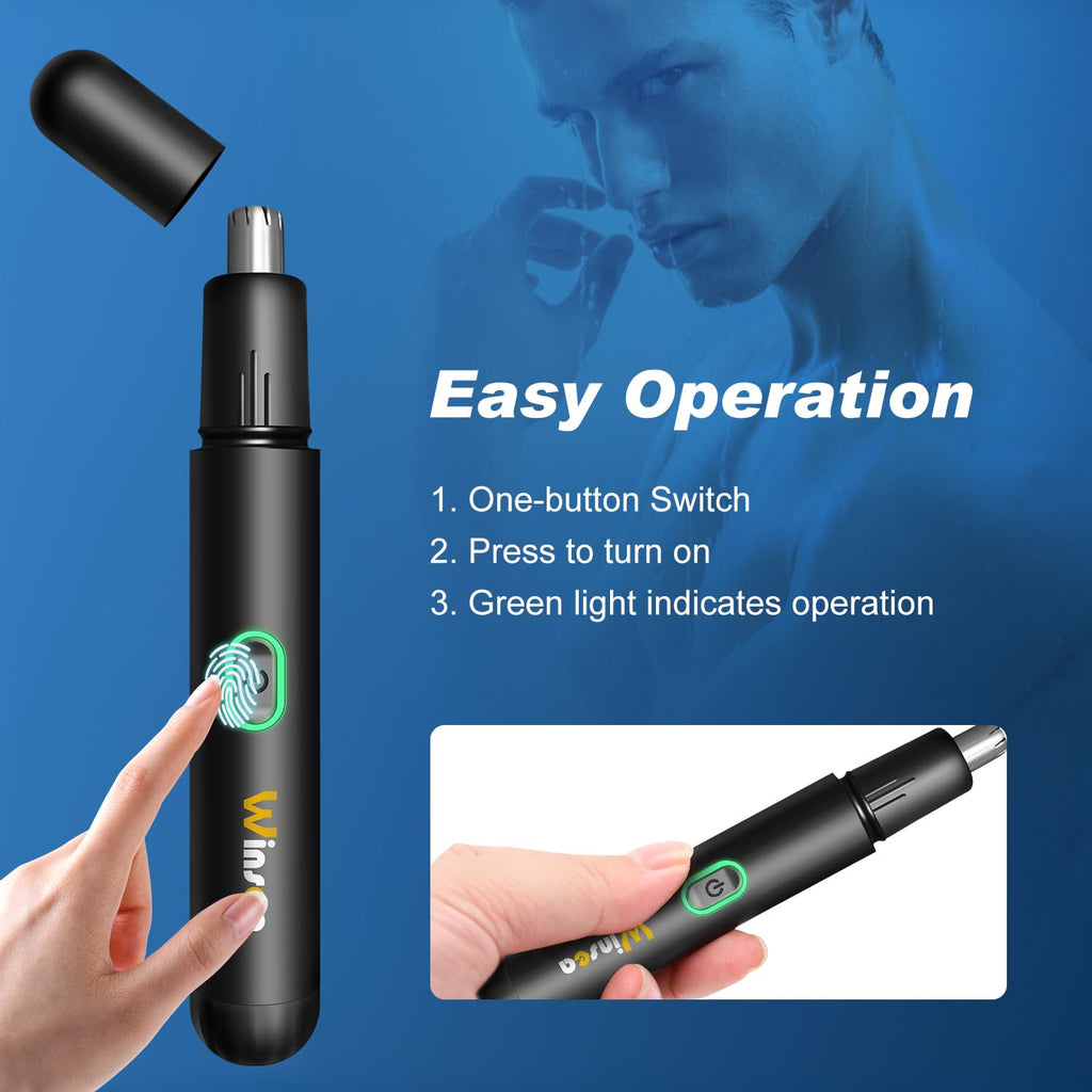 Winsea Precision Nose Hair Trimmer – 360° Safe & Efficient Electric Trimming, USB Rechargeable, Waterproof, for Nose, Ear, Eyebrows, and Beard Grooming