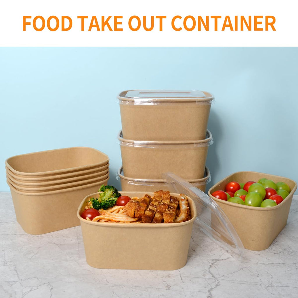 Celel 35 oz Paper Food Containers with Lids 50 Pack Meal Prep Containers