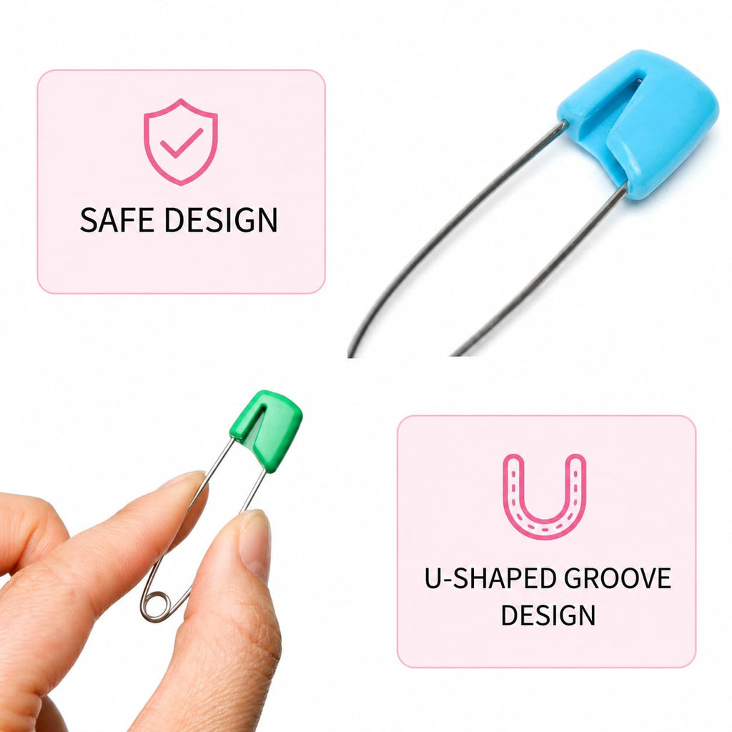 Mr. Pen- Diaper Pins, 2.2", 100 pcs, Stainless Steel, Plastic Head