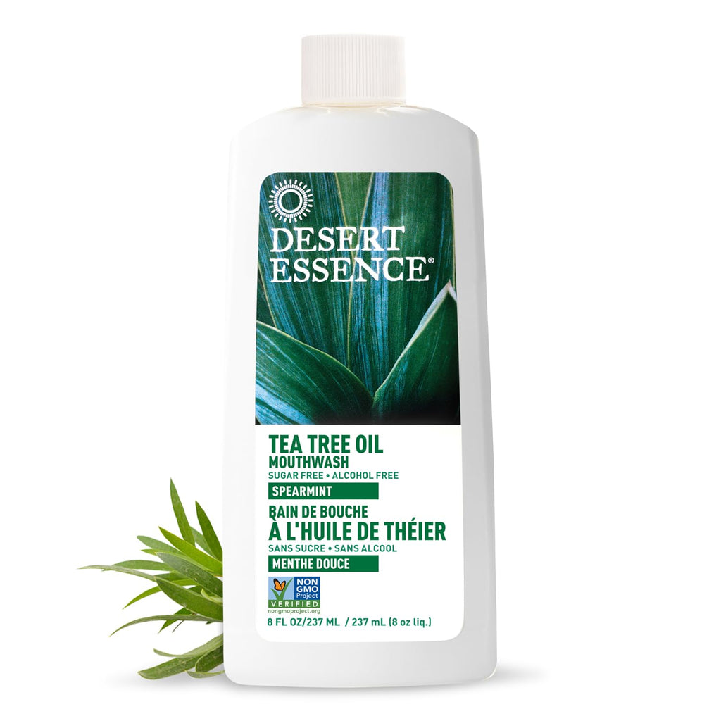 Desert Essence Tea Tree Oil Alcohol-Free Mouthwash, Spearmint, 8oz