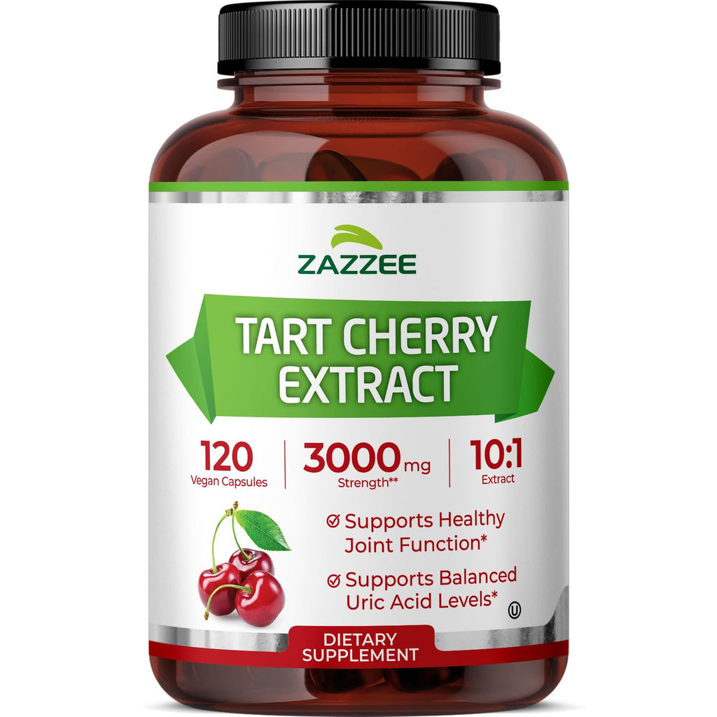 Zazzee Tart Cherry 10:1 Extract, 60 Vegan Capsules, 2 Month Supply | Montmorency Cherry, Certified Kosher, Joint & Uric Acid Support, Antioxidant Support Formula, Non-GMO, Made in the USA