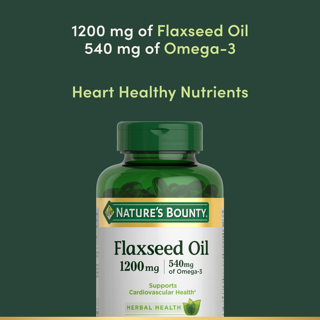 Nature's Bounty Flaxseed and Omega 3, 1200mg, 125 Softgels | Supports Cardiovascular Health