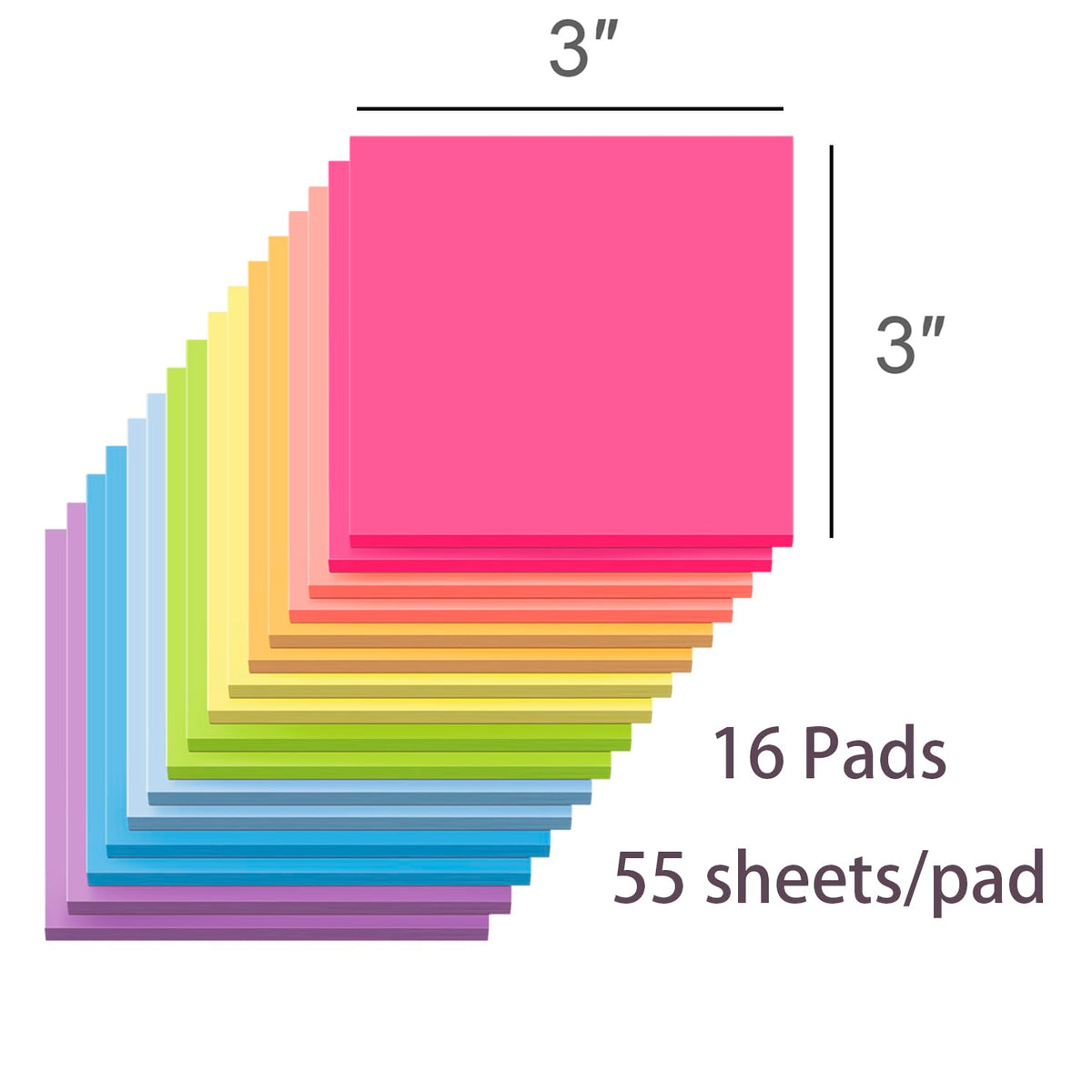 (16 Pads) Sticky Notes 3x3, Self-Stick Pads Bright Colors Sticky Note
