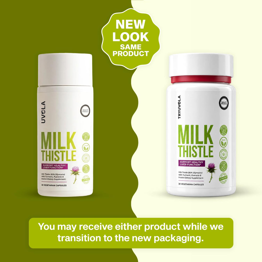 Uvola Milk Thistle Liver Detox - 100% Natural Vegan Support - 60 Capsules | Official Brand, Silymarin, 8 In 1 Blend, Non-GMO, Gluten-Free, Soy-Free, Antioxidant Support, Health Detox