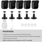 Buy now All-New Blink Outdoor Camera Wall Mount, 360° Adjustable Mount and Weather Proof Protective Housing with Blink Sync Module Outlet Mount for Blink Outdoor (4th & 3rd Gen) Camera System (Black, 5 Pack) at indiglob india