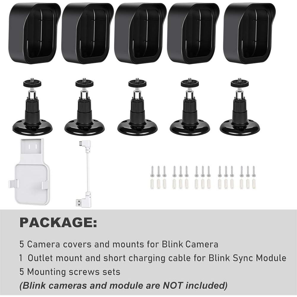 Buy now All-New Blink Outdoor Camera Wall Mount, 360° Adjustable Mount and Weather Proof Protective Housing with Blink Sync Module Outlet Mount for Blink Outdoor (4th & 3rd Gen) Camera System (Black, 5 Pack) at indiglob india