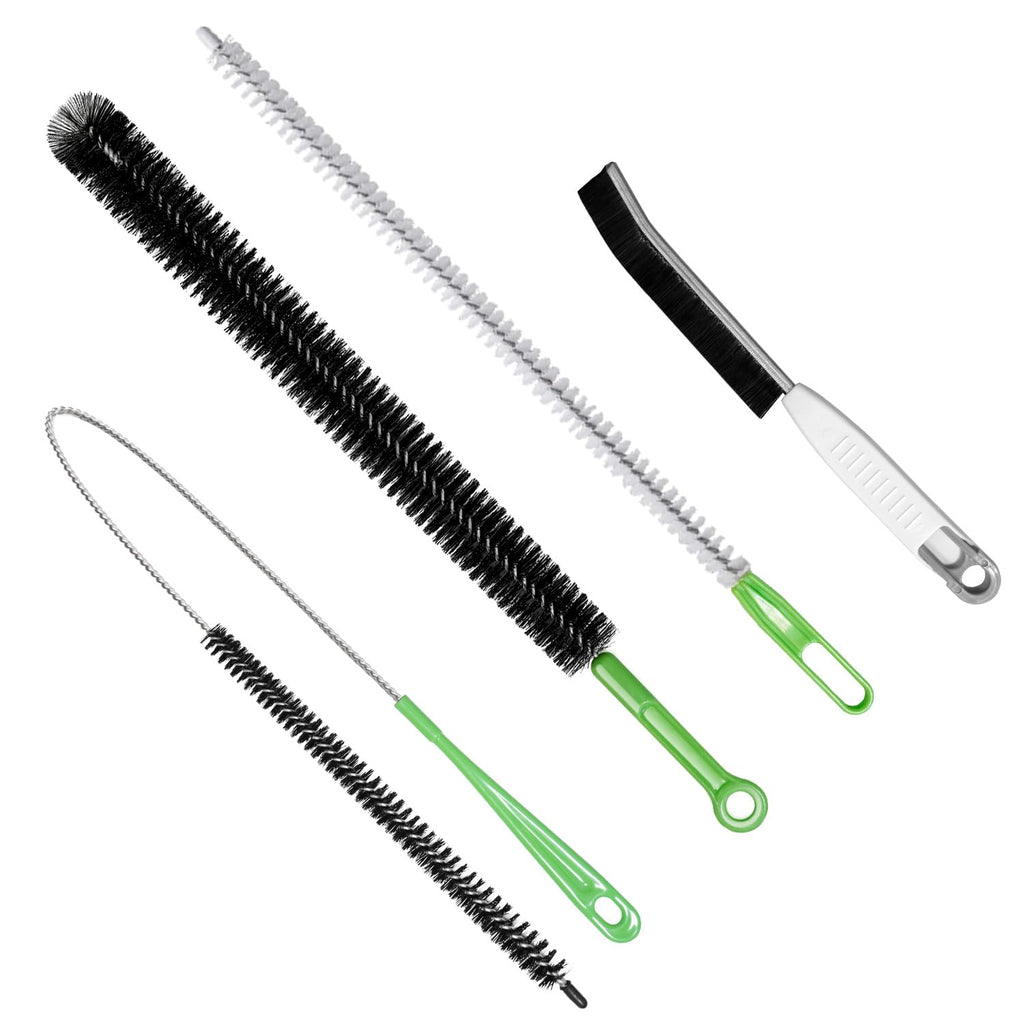 4pcs Flexible Cleaning Brush Set for Dryer Vents, Fridge Coils, HVAC Systems & Tight Spaces – Multi-Use Lint and Dust Remover with Crevice Brush and Detailing Tools