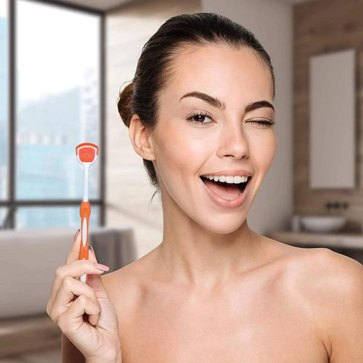 Buy now Tongue Brush, Tongue Scraper, Tongue Cleaner, Tongue Scraper Brush, Tongue Cleaner Brush, Tongue Brushes Helps Fight Bad Breath, 3 Tongue Scrapers, 3 Pack (Blue & Orange & Red) at indiglob india