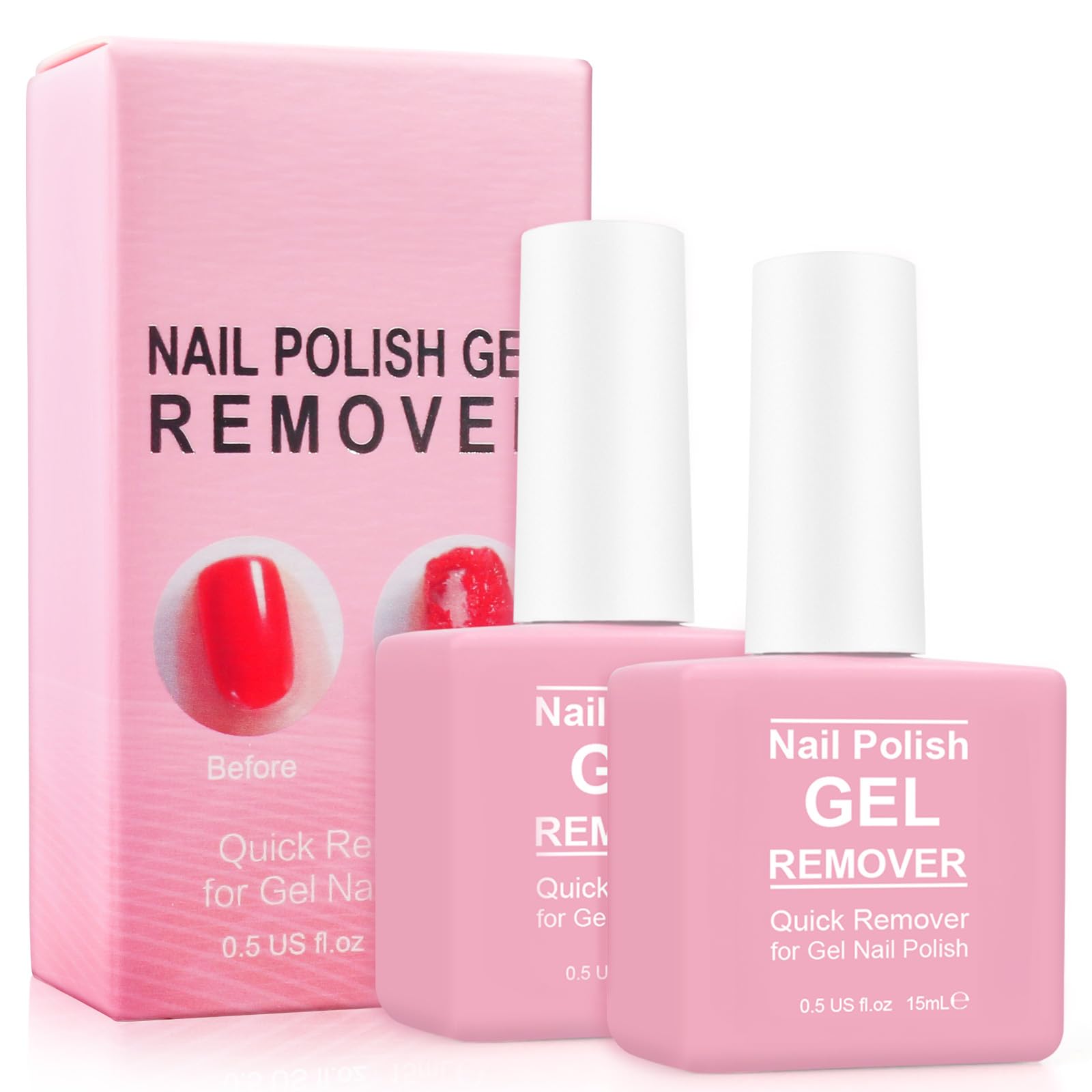 Gel Nail Polish Remover, (2pcs) Gel Polish Remover for Nails, No Need for Foil, Quick & Easy Polish Remover In 2-3 Minutes, No Need Soaking Or Wrapping-15ml