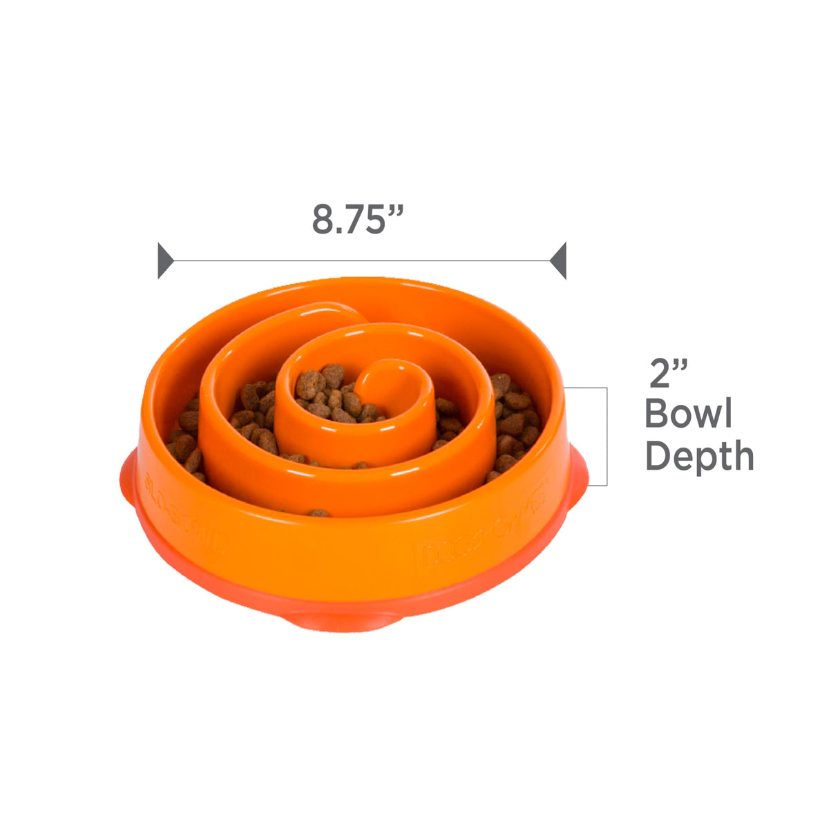 Outward Hound Fun Feeder Slo Bowl – Medium 2‑Cup Capacity, Slow Feeding, Small to Medium Dogs & Cats, Non-Slip, Orange, Swirl Pattern