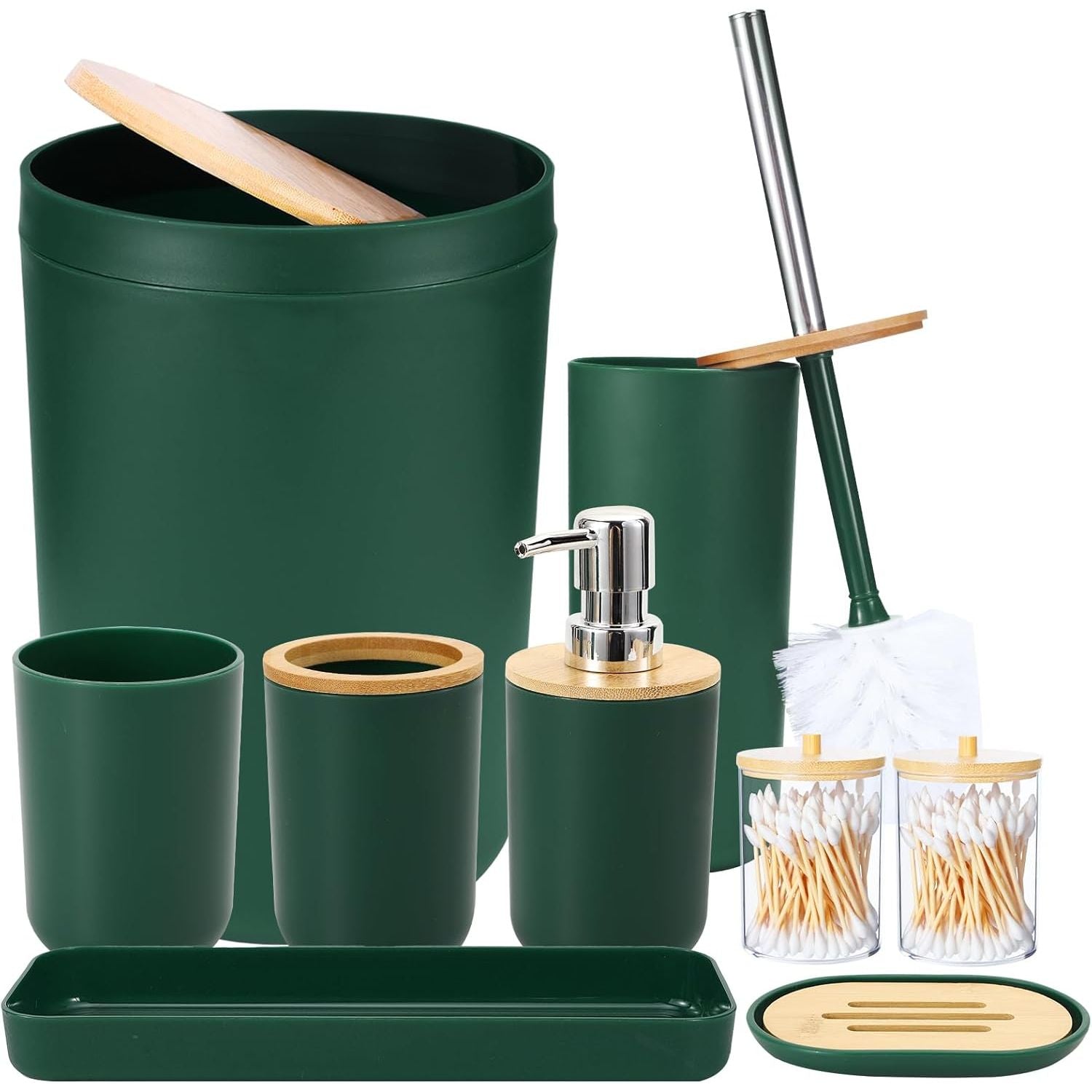 Buy now iMucci 9Pcs Black Bathroom Accessories Set with Trash Can Bathroom Set Black Bathroom Accessories Bathroom Decor Bath Set Dark Green at indiglob india