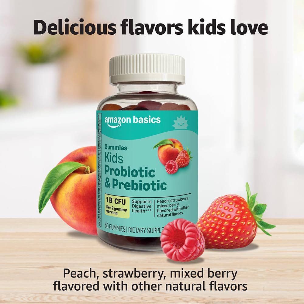Amazon Basics Kids Kids Probiotic + Prebiotic Gummy, 60 Count
