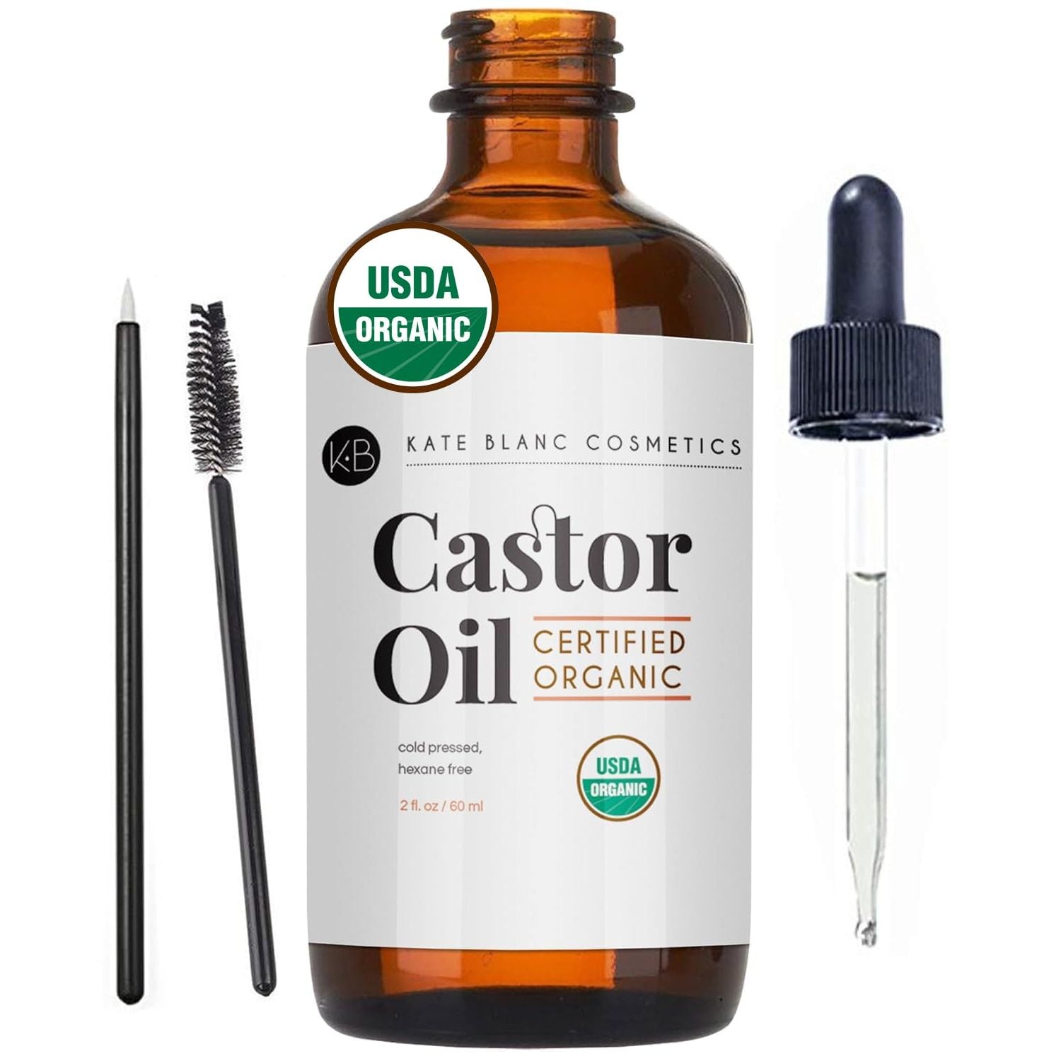 Buy now Kate Blanc Cosmetics Castor Oil Organic (4oz), 100% Pure, Cold Pressed, Hexane Free. Natural Oil for Hair, Eyelashes, Eyebrows. Skin Moisturizer with Starter Kit 2 Ounce at indiglob india