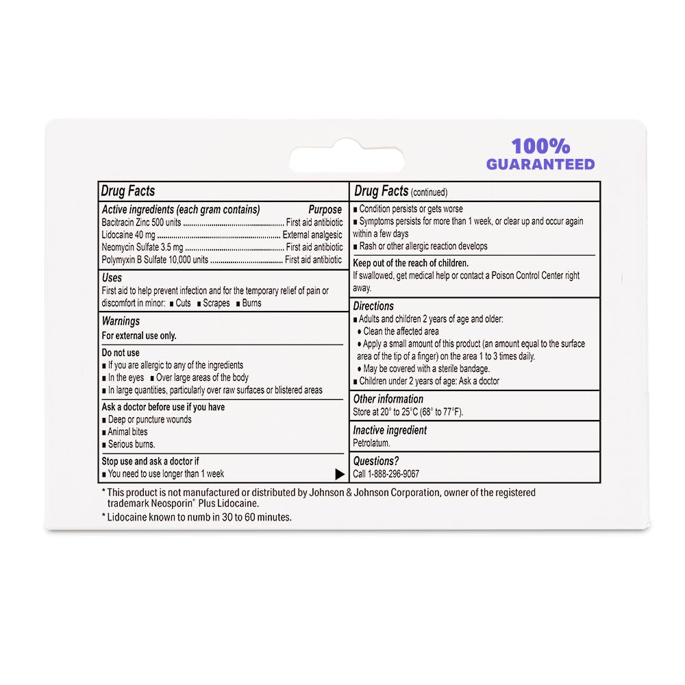 Globe Triple Antibiotic Ointment With Lidocaine, 2 Pack, 1 oz Tubes