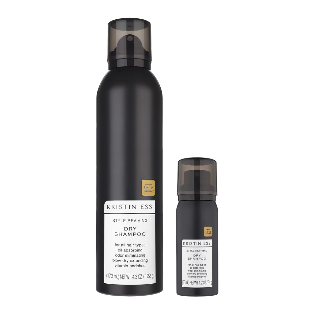 Kristin Ess Volumizing Vitamin C Dry Shampoo Spray for Oily Hair + Frizz - Oil Absorbing Style Extender with Minimal Residue - Powder Spray - Sulfate Free + Vegan + Color Safe - Fresh Pear Fragrance