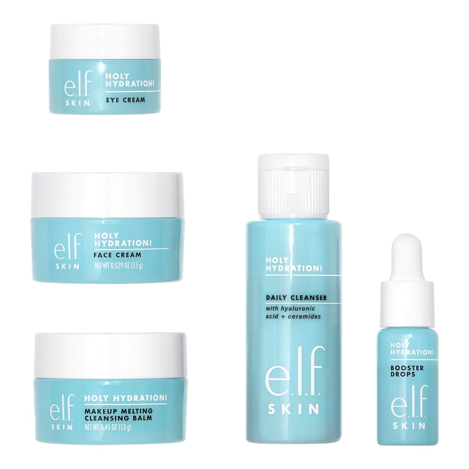 Buy now e.l.f. SKIN Holy Hydration! Hydrated Ever After Skincare Mini Kit, Cleanser, Makeup Remover, Moisturizer & Eye Cream For Hydrating Skin, Airplane-Friendly Sizes at indiglob india
