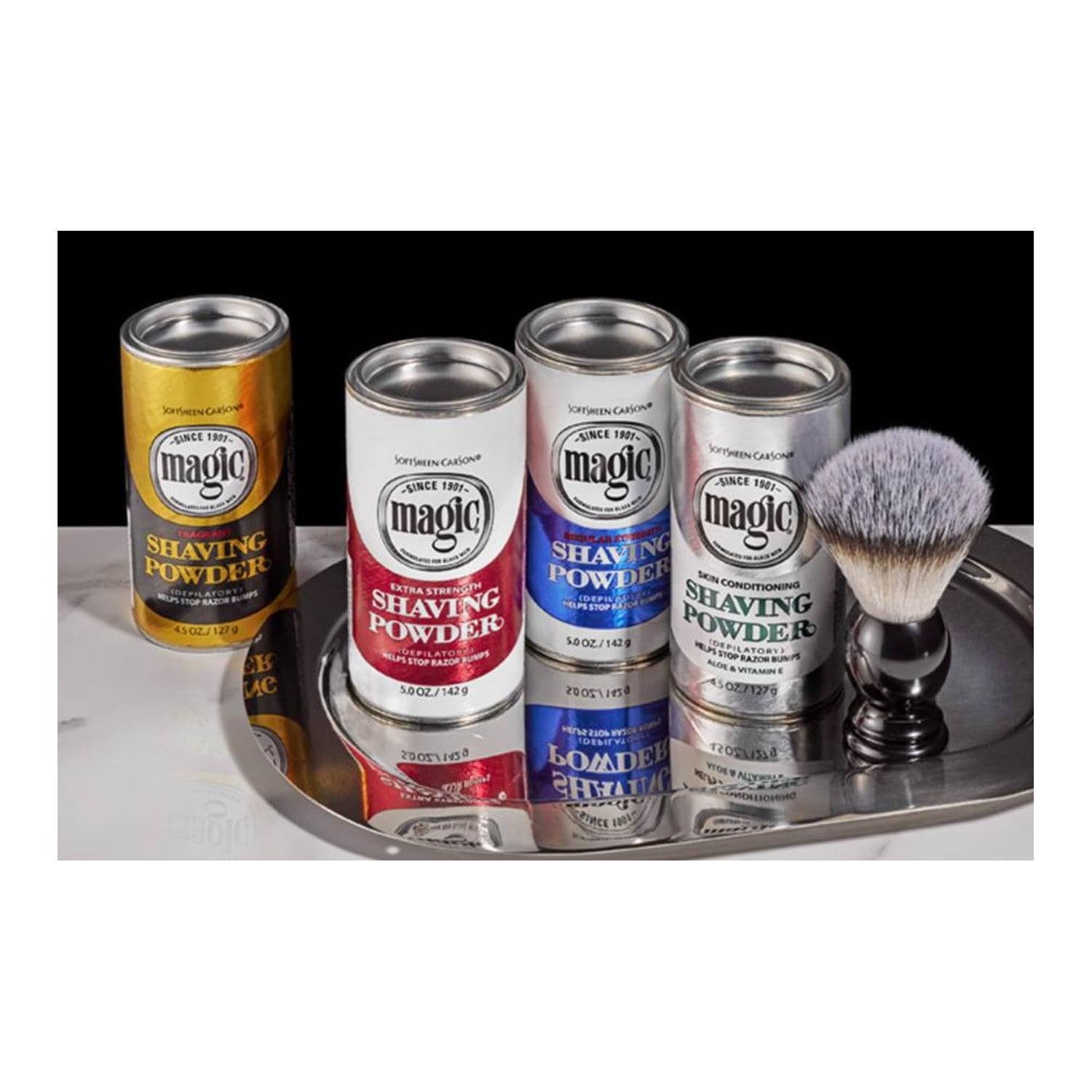 SoftSheen-Carson Magic Razorless Shaving for Men, Magic Shaving Powder with Fragrance, Coarse Textured Beards, Formulated for Black Men, Depilatory, Helps Stop Razor Bumps, Since 1901, 4.5 oz