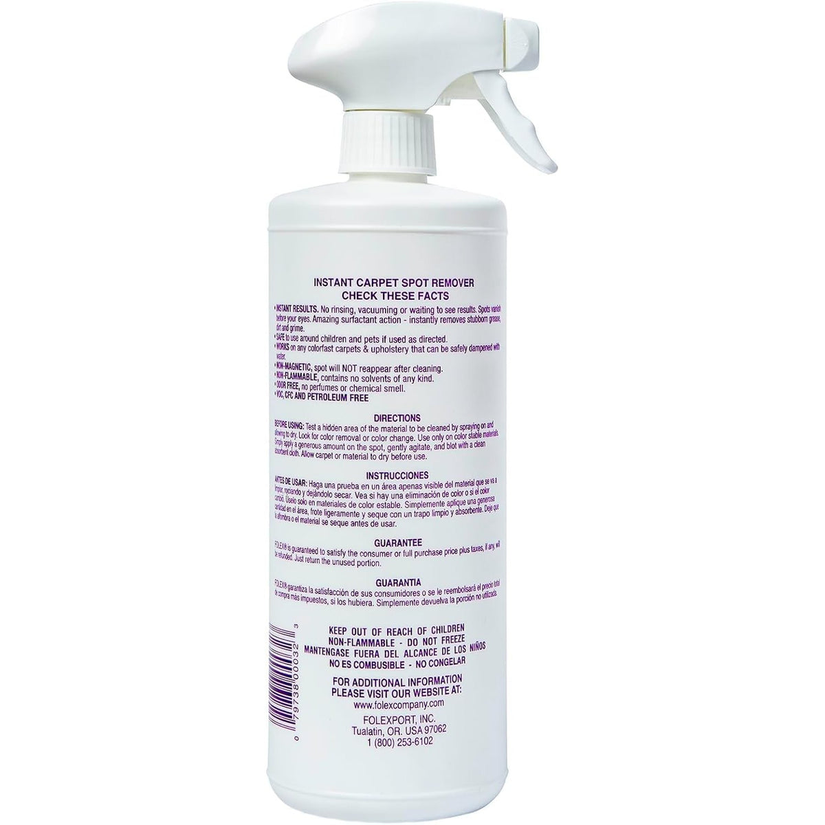 FOLEX Instant Carpet Spot Remover Carpet Cleaner - 32 oz - Removes Pet Accidents, Grease, Red Wine and More