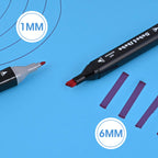 Dabo&Shobo 60 Color Alcohol Marker Pens, Bright Permanent Markers For Coloring, Markers For Adults Coloring Book, Wide Chisel And Fine Tip, Dual Tip Design Equipped with Black Suitcase